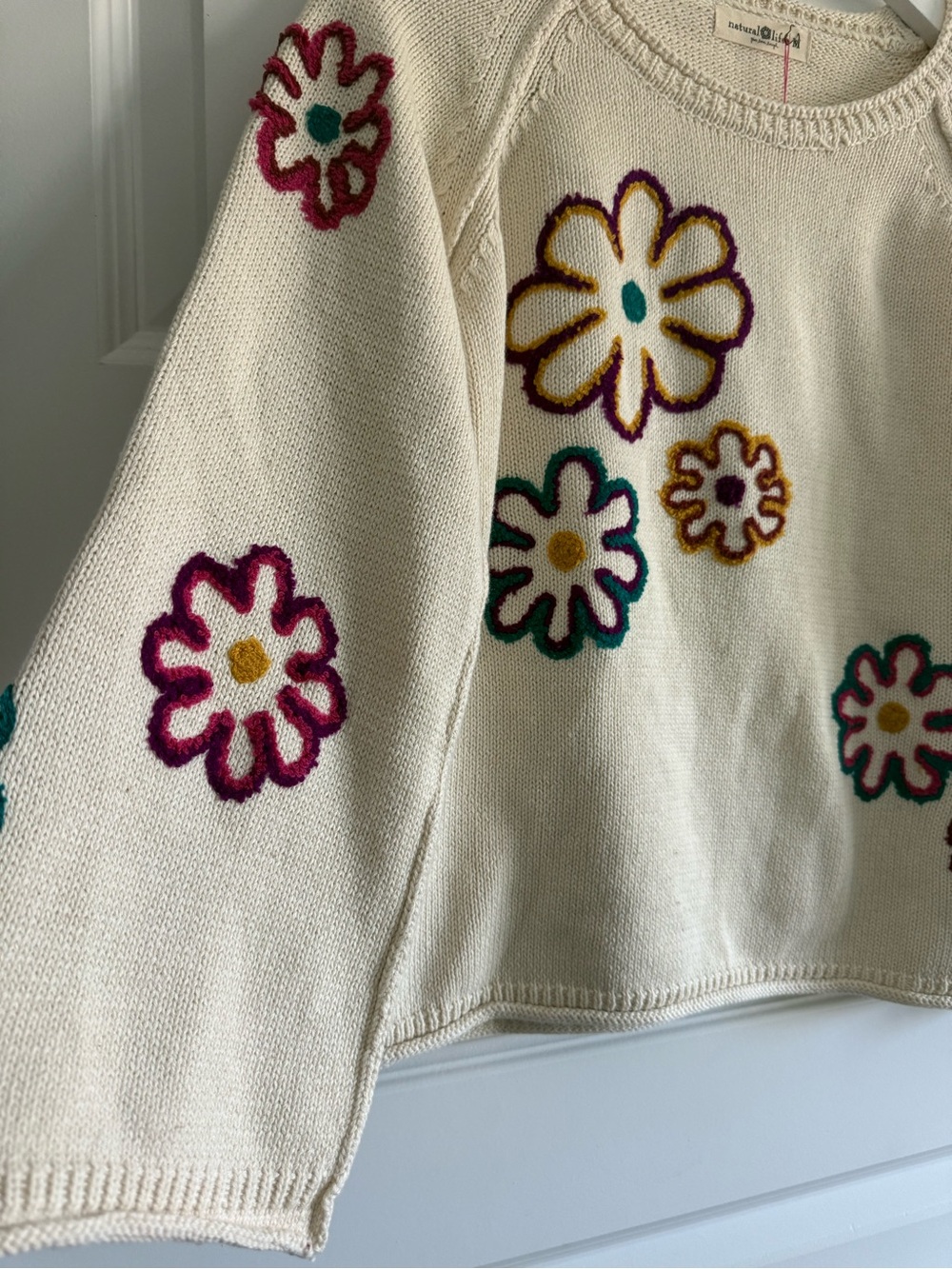 Natural Life Floral Knit Sweater Boho Cottagecore NWT M - Picture 4 of 11